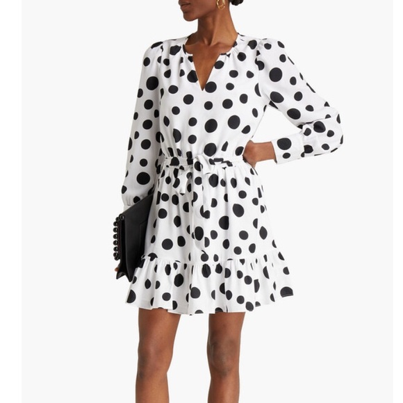 Walter Brown Polka Dot Mini Crepe Dress - Picture 1 of 4